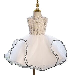 Marryshe First Communion Sleeveless Puffy Tulle Wave Birthday Party Dress